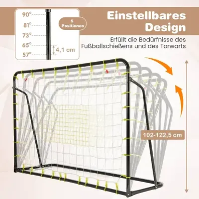 2 v 1 Futbalová bránka a odrazová doska Futbalové bránky 187 x 60 x 102-122,5 cm Detská futbalová bránka s nastaviteľnou výškou čierna