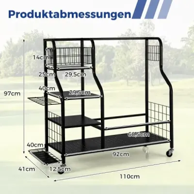 Organizér na golfové palice 4 v 1 s háčikom a košíkom Organizér na golfové palice s kolieskami