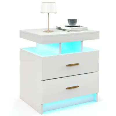 Nočný stolík s LED osvetlením Nočný stolík s 2 zásuvkami 50 x 40 x 58 cm čierny
