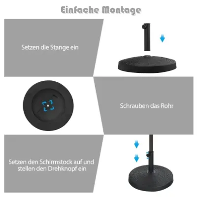 Stojan na slnečník 22 kg stojan na slnečník zo syntetickej živice v ratanovom vzhľade 52 x 36 cm čierny