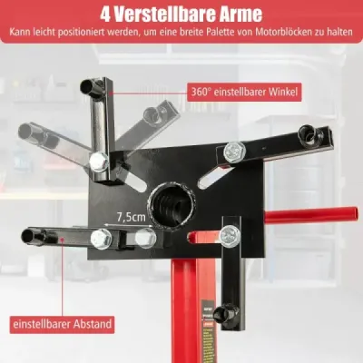 Stojan na motor 680 kg Zdvihák motora otočný o 360° so 4 nastaviteľnými ramenami Držiak motora pre garáže