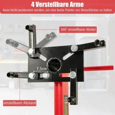 Stojan na motor 340 kg Zvedák motora otočný o 360° so 4 nastaviteľnými ramenami Držiak motora pre garáže