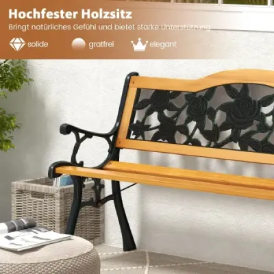Záhradná lavica odolná voči poveternostným vplyvom 2-miestna i balkónová lavica drevená lavica 126 x 52 x 76 cm