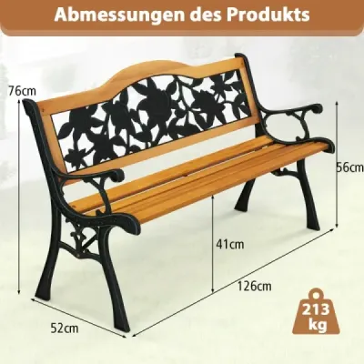 Záhradná lavica odolná voči poveternostným vplyvom 2-miestna i balkónová lavica drevená lavica 126 x 52 x 76 cm