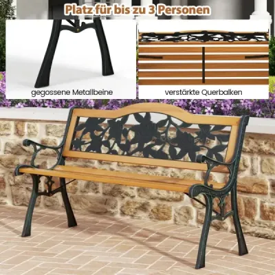Záhradná lavica odolná voči poveternostným vplyvom 2-miestna i balkónová lavica drevená lavica 126 x 52 x 76 cm