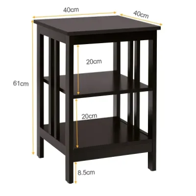 Nočný stolík 3 úrovne Súprava 2 príručných stolíkov Nočný stolík Rozkladací stolík Konferenčný stolík do spálne 40 x 40 x 61 cm Káva