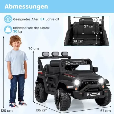 Detské elektrické autíčko s 2,4G diaľkovým ovládaním & USB & Light & Music 12V Detské auto Jeep Car červené