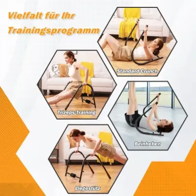 Costway Bauchtrainer mit Gepolsterter Kopfstütze Klappbarer AB Trainer Bauchmuskeltrainer Bauch Trainingsgerät-Grau