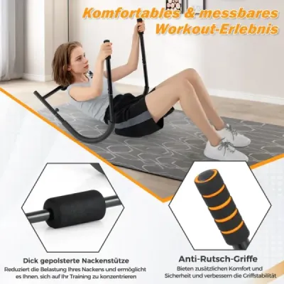 Costway Bauchtrainer mit Gepolsterter Kopfstütze Klappbarer AB Trainer Bauchmuskeltrainer Bauch Trainingsgerät-Grau