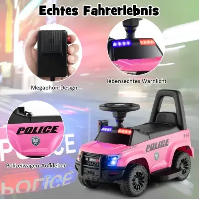 Policajné auto pre deti so 6 V batériou detské vozidlo s megafónom 62 x 44 x 43 cm čierne