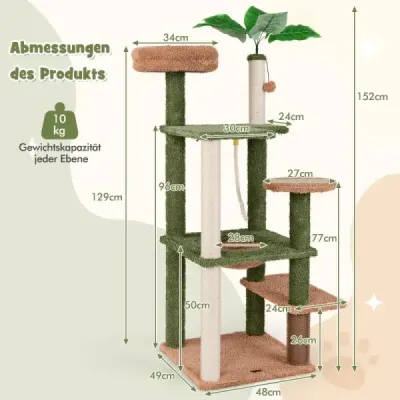 Vysoké škrabadlo pre domáce zvieratá Viacúrovňová veža pre mačky so sisalovými stĺpikmi