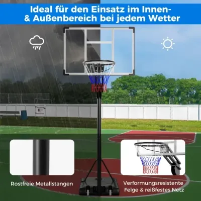 Outdoor Basketball Hoop 135/143-305 cm Výškovo nastaviteľný basketbalový stojan s 2 kolieskami