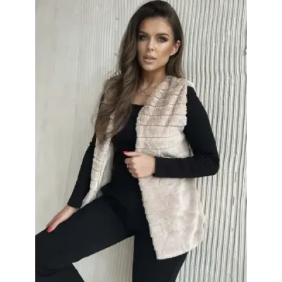 Dámska kožušinová vesta MODA2114 ecru