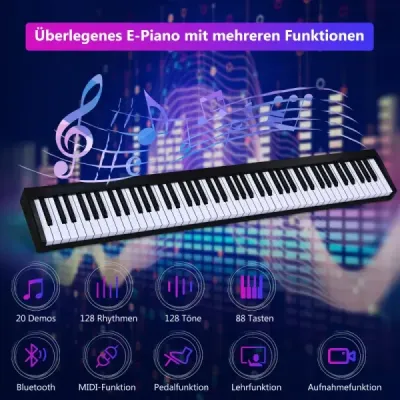 Digital Piano Keyboard 88 kláves Prenosný elektronický hudobný nástroj Detský klavír Detský klavír Čierny