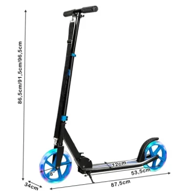 Kolobežka kolobežka skladacia kolobežka výškovo nastaviteľná 100kg nosnosť kolobežka s 2 LED kolesami modrá