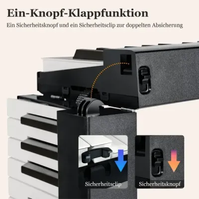 Skladacia elektronická klávesnica sklopná s 88 podsvietenými klávesmi Digitálna klávesnica Digitálna klávesnica čierna