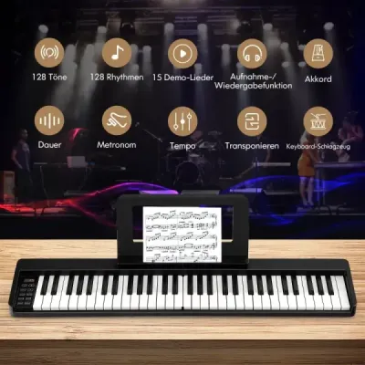 Digitálne piano so 61 klávesmi, Bluetooth a hudobným stojanom, pedálom a skladacou taškou na klavír