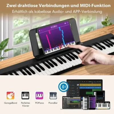 Digitálne piano so 61 klávesmi, Bluetooth a hudobným stojanom, pedálom a skladacou taškou na klavír