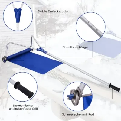 180-661 cm strešné hrable Hliníkový odstraňovač snehu s nastaviteľnou rukoväťou snehová lopata