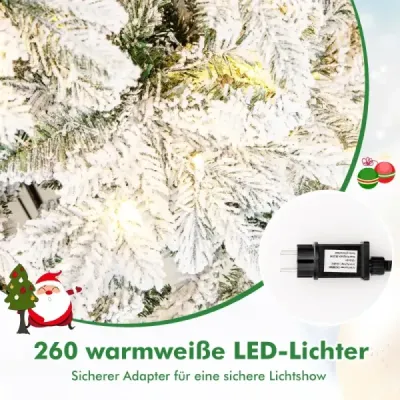 180 cm umelý vianočný stromček so svetlami a 260 LED diódami v teplej bielej