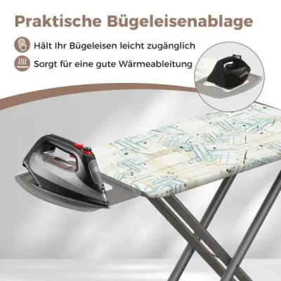 Klappbares Bügelbrett mit Eisenablage & Bügeltisch bis 30kg Belastbar Gestreift M