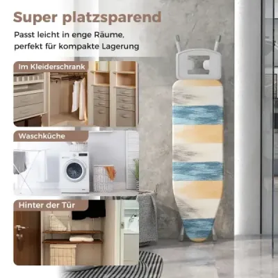 Klappbares Bügelbrett mit Eisenablage & Bügeltisch bis 30kg Belastbar Blau und gelb M