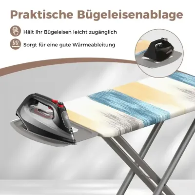 Klappbares Bügelbrett mit Eisenablage & Bügeltisch bis 30kg Belastbar Blau und gelb M