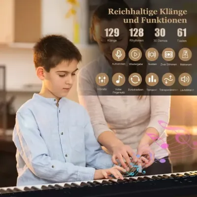 Prenosná elektronická klávesnica so 61 klávesmi a stojanom a stoličkou Elektrické piano Digitálna klávesnica