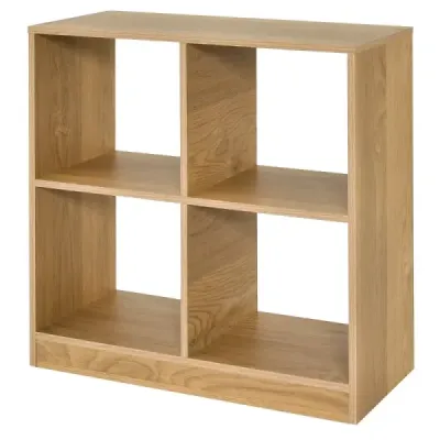 Drevená knižnica so 4 priehradkami Cube shelf & anti-tip 73 x 33 x 73 cm Príroda