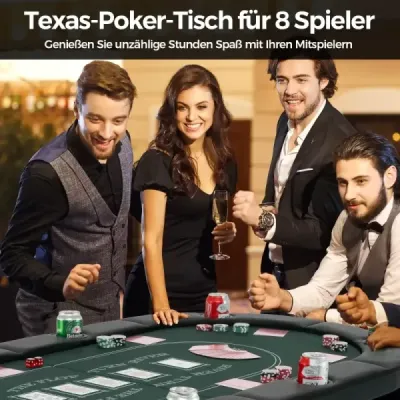 Skladací pokerový stôl pre 8 hráčov Herný stôl s držiakmi na poháre a čalúnenou opierkou