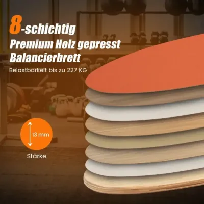 Drevená balančná doska s kolieskom a dekou Súprava balančnej dosky 3 v 1 oranžová