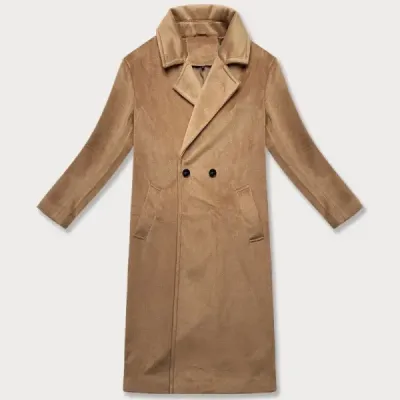 Dámsky prechodný oversize kabát MODA8161 camel