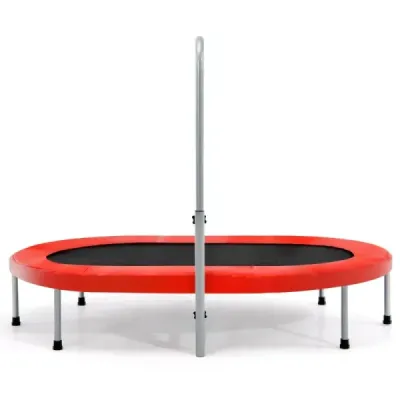 Dvojitá trampolína skladacia fitness trampolína s nastaviteľným madlom 154 x 90 x 92 -132 cm červená