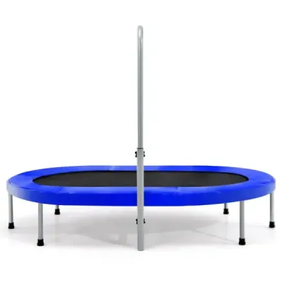 Trampolína pre 2 osoby s výškovo nastaviteľnou rukoväťou mini trampolína 154 x 90 x 92 -132 cm modrá