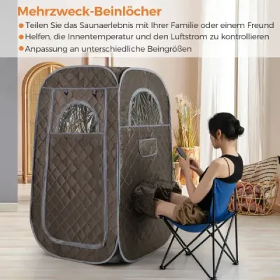Prenosná parná sauna domáca sauna pre 1-2 osoby s 3 litrovým generátorom pary 89 x 89 x 149 cm šedá