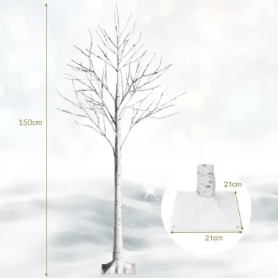 150 cm LED svetelný strom breza s teplými bielymi LED svetlami