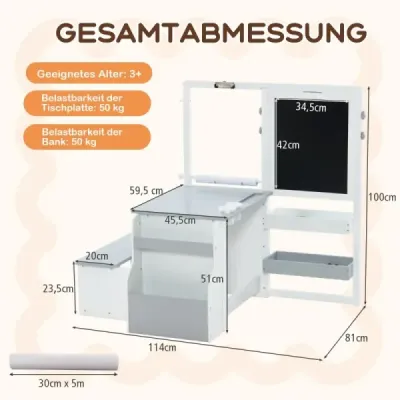 Drevená stojanová doska s obojstrannou tabuľou pre deti  6 v 1 svetlosivá Drevená stojanová doska s obojstrannou tabuľou pre deti  6 v 1 svetlosivá
