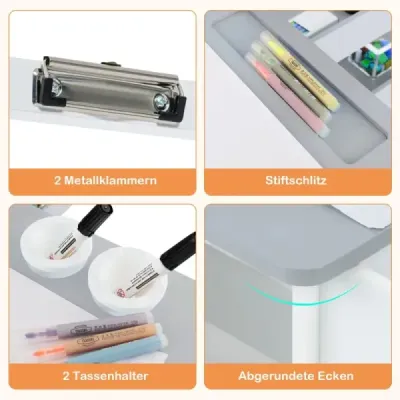 Drevená stojanová doska s obojstrannou tabuľou pre deti  6 v 1 svetlosivá Drevená stojanová doska s obojstrannou tabuľou pre deti  6 v 1 svetlosivá