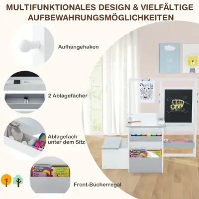 Drevená stojanová doska s obojstrannou tabuľou pre deti  6 v 1 svetlosivá Drevená stojanová doska s obojstrannou tabuľou pre deti  6 v 1 svetlosivá