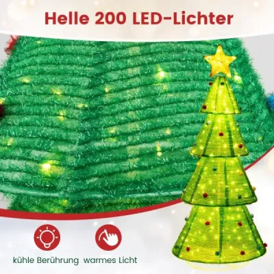 LED umelý vianočný stromček 190 cm osvetlený vianočný stromček s 200 LED svetlami