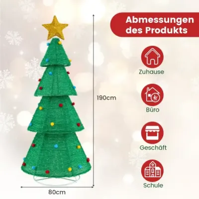 LED umelý vianočný stromček 190 cm osvetlený vianočný stromček s 200 LED svetlami