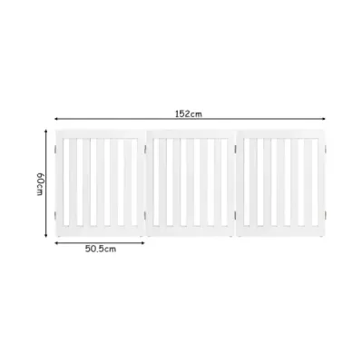Zábrana pre psov, 60 cm vysoká, ochranná brána z dreva, skladacia, 3 panely, biela