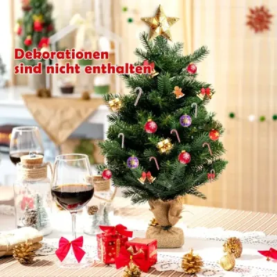 60 cm Künstlicher Tisch Weihnachtsbaum mit LED-Leuchten und Timer-Funktion Grün