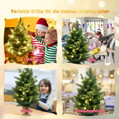 60 cm Künstlicher Tisch Weihnachtsbaum mit LED-Leuchten und Timer-Funktion Grün