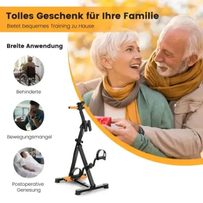 Pedálový trenažér pre seniorov Fitness prístroj na ruku 43-53 x 45 x 87-100 cm čierna + oranžová