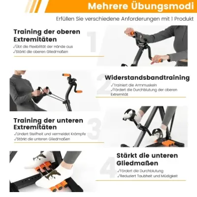 Pedálový trenažér pre seniorov Fitness prístroj na ruku 43-53 x 45 x 87-100 cm čierna + oranžová