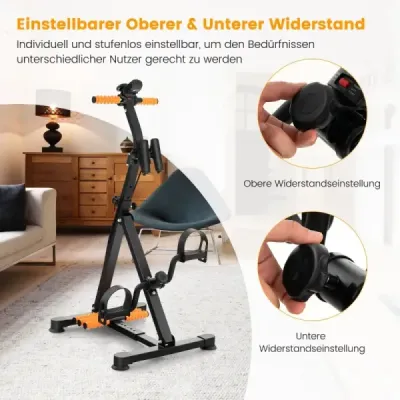 Pedálový trenažér pre seniorov Fitness prístroj na ruku 43-53 x 45 x 87-100 cm čierna + oranžová