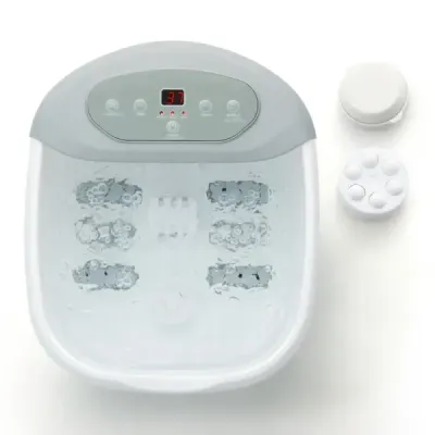 Masážny prístroj na nohy kúpeľ na nohy kúpeľ na nohy s odnímateľným kameňom na pedikúru 1-hodinové automatické vypnutie šedá