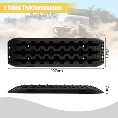 Pieskové dosky off-road 2 kusy trakčná pomôcka na pneumatiky rebrík na piesok/blato/sneh 107 x 31 x 7 cm čierna