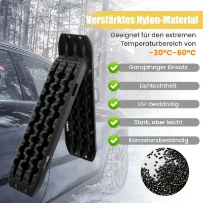 Pieskové dosky off-road 2 kusy trakčná pomôcka na pneumatiky rebrík na piesok/blato/sneh 107 x 31 x 7 cm čierna